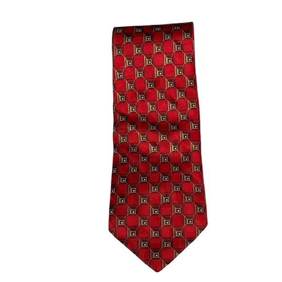 Ermenegildo Zegna Red Geometric Silk Luxury Mens Power Tie Italy